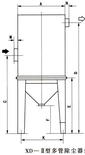 XD-Ⅱ型多管旋風(fēng)除塵器安裝尺寸